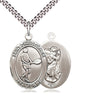 Sterling Silver St. Christopher Medal Necklace 1 inch x 3/4 inch with 24 inch chain by Bliss Manufacturing