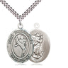 Sterling silver St. Christopher patron saint medal necklace, 1x3/4 inch pendant with 24 inch chain, handmade by Bliss Manufacturing USA