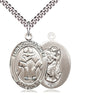 Sterling Silver St. Christopher Wrestling Medal Necklace, 1 x 3/4 inch pendant with 24 inch chain, handcrafted by Bliss Manufacturing USA