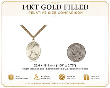 14kt Gold Filled Medium St. Sebastian Baseball Medal Necklace | 1x3/4" Pendant | 24" Chain | USA Made by Bliss