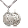 Sterling Silver St. Sebastian Baseball Medal Necklace 1x3/4 inch pendant 24 inch chain Bliss USA