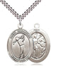 Sterling Silver St Sebastian Golf Medal Pendant 1 inch by 3/4 inch with 24 inch Chain by Bliss Manufacturing