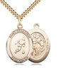14kt Gold Filled St. Sebastian Soccer Medal Necklace 1x3/4 inch on 24 inch chain by Bliss Manufacturing