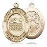 14kt solid gold St. Sebastian patron saint medal pendant, 1x3/4 inch medium size, handcrafted in USA by Bliss Manufacturing