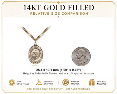 14kt Gold Filled Medium St. Sebastian Patron Saint Medal Necklace | 1"x3/4" | 24" Chain | USA Made by Bliss