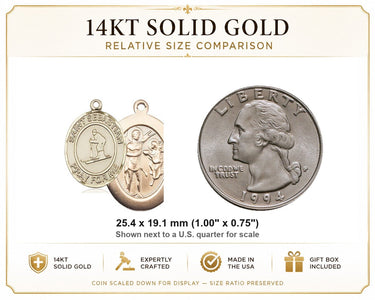 14kt Solid Gold Medium St. Sebastian Skiing Medal Pendant | 1 x 3/4 | Handcrafted in USA by Bliss