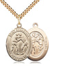 14kt Gold Filled St. Sebastian Wrestling Medal Necklace, 1 x 3/4 inch pendant with 24 inch chain, handcrafted by Bliss Manufacturing USA