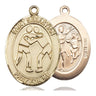 14kt solid gold St. Sebastian wrestling medal pendant 1 inch by 3/4 inch handmade in USA by Bliss