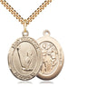14kt Gold Filled St. Sebastian Gymnastics Medal Necklace 1x3/4 inch on 24 inch Chain by Bliss Manufacturing