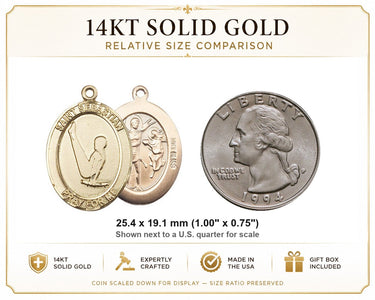 14kt Solid Gold Medium St. Sebastian Gymnastics Medal Pendant | 1" x 3/4" | USA Made by Bliss