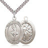 Sterling Silver St. Sebastian Patron Saint Medal Necklace 1 x 3/4 inch with 24 inch chain - Bliss USA
