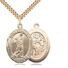 Gold Filled St. Sebastian Lacrosse Medal Necklace 1 x 3/4 inch on 24 inch Chain by Bliss