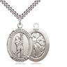 Sterling Silver St. Sebastian Lacrosse Medal Necklace 1x3/4 pendant with 24 inch chain handcrafted by Bliss Manufacturing USA