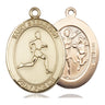 14kt Solid Gold St. Sebastian Medal pendant 1 inch by 3/4 inch patron saint of athletes handmade by Bliss Manufacturing