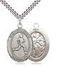 Sterling Silver St. Sebastian Patron Saint Medal Necklace 1 inch by 3/4 inch on 24 inch Chain by Bliss Manufacturing