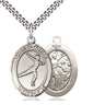 Sterling silver St. Sebastian figure skating pendant necklace 1x3/4 inch with 24 inch chain by Bliss