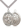 Sterling Silver St. Sebastian Field Hockey Medal Necklace 1x3/4 inch with 24 inch chain by Bliss