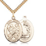 14kt Gold Filled St. Cecilia Patron Saint Medal Necklace 1 inch by 3/4 inch with 24 inch Chain Bliss Manufacturing