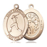 14kt Solid Gold St. Sebastian Softball Medal Pendant 1 inch by 3/4 inch handcrafted by Bliss