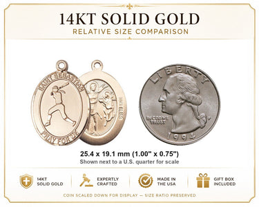 Medalla de sóftbol mediana de San Sebastián de oro macizo de 14 quilates | 2.54 cm x 1.91 cm | Hecho a mano en EE. UU. por Bliss