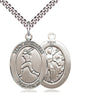 Sterling Silver St. Sebastian Softball Medal Necklace 1 inch by 3/4 inch on 24 inch chain by Bliss