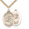 14kt gold filled St. Christopher motorcycle medal necklace with 1 x 3/4 inch pendant on 24 inch chain by Bliss