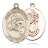 14kt solid gold St. Christopher motorcycle medal pendant 1 x 3/4 inch handmade by Bliss