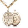 14kt Gold Filled St. Sebastian Volleyball Medal Necklace 1 inch by 3/4 inch with 24 inch chain by Bliss