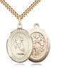 14kt gold filled St. Sebastian rugby medal necklace 1 x 3/4 with 24 inch chain by Bliss