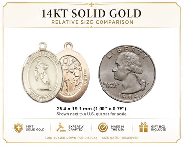 14kt Solid Gold Medium St. Sebastian Rugby Medal Pendant | 1 x 3/4 | Handcrafted by Bliss