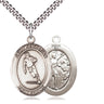 Sterling silver St. Sebastian rugby medal necklace 1 x 3/4 with 24 inch chain by Bliss