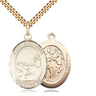 14kt Gold Filled St. Sebastian Fishing Medal Necklace 1x3/4 inch with 24 inch chain handcrafted by Bliss