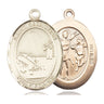 14kt Solid Gold St. Sebastian Fishing Medal Pendant 1 x 3/4 inch by Bliss Manufacturing