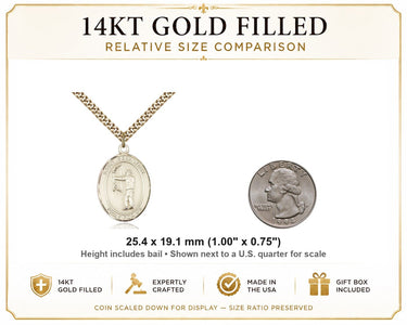 Gold Filled St. Sebastian Archery Medal Necklace | 1 x 3/4 Pendant | 24" Chain | USA Made by Bliss
