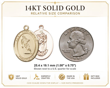 14kt Solid Gold Medium St. Christopher Medal Pendant | 1x3/4" | Handcrafted in USA by Bliss