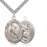 Sterling Silver St. Christopher Rugby Medal Necklace 1 inch by 3/4 inch with 24 inch chain by Bliss