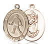 14kt Solid Gold St. Christopher Field Hockey Medal Pendant 1x3/4 inch by Bliss