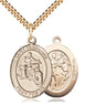 14kt Gold Filled St. Sebastian Motorcycle Medal Necklace 1 inch x 3/4 inch with 24 inch chain by Bliss