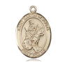 14kt Solid Gold St. Martin of Tours patron saint medal pendant, 1 inch Medium size, handcrafted by Bliss Manufacturing