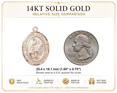 Colgante de Medalla Mediana de Oro Macizo de 14kt San Martín Caballero | 1 x 3/4" | Hecho a mano en EE. UU. por Bliss