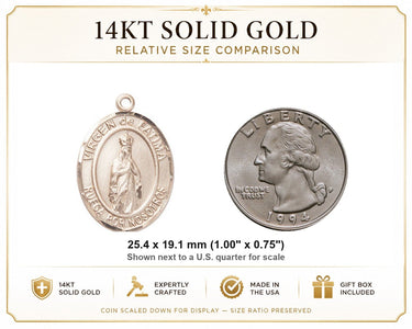 14kt Solid Gold Virgen de Fatima Medal Pendant | 1 x 3/4 | Bliss