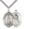 Sterling Silver Our Lady of Guadalupe Medal Necklace 1 inch x 3/4 inch with 24 inch Curb Chain by Bliss