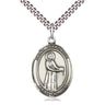 Sterling silver St. Petronille patron saint medal necklace, 1x3/4 inch pendant on 24 inch curb chain, handcrafted by Bliss Manufacturing