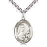 Sterling Silver St. Therese of Lisieux Medium Patron Saint Medal Necklace 1 inch by 3/4 inch with 24 inch Chain by Bliss