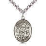 Sterling Silver St. Germaine Cousin patron saint medal necklace 1x3/4 inch pendant 24 inch chain Bliss