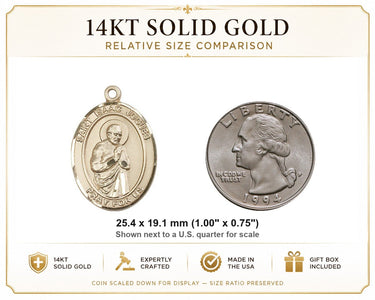 14kt Solid Gold Medium St. Isaac Jogues Medal Pendant | 1" x 3/4" | Handcrafted in USA by Bliss