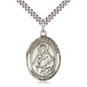 Sterling Silver St. Alexandra Patron Saint Medal Necklace 1 inch by 3/4 inch Medium on 24 inch Chain Handcrafted by Bliss