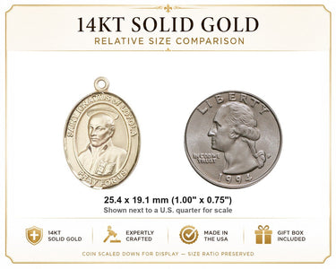 Colgante Medalla de San Ignacio de Loyola de oro macizo de 14 kt | 1" x 3/4" | Hecho a mano en EE. UU. por Bliss