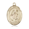 14kt Solid Gold St. Gertrude of Nivelles Patron Saint Medal Pendant 1 x 3/4 inch Handcrafted by Bliss