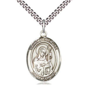Collar con Medalla de Plata Esterlina de San Gerardo de Nivelles | 2.5 cm x 1.9 cm | Cadena de 61 cm | Hecho en EE. UU. por Bliss